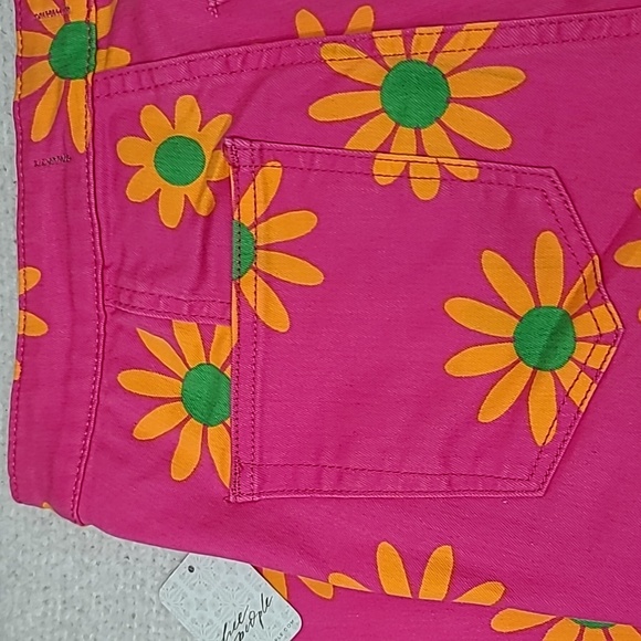 Free People Youthquake Printed Crop Flare Jeans in Lipstick Combo Pink -NWT - Picture 17 of 17